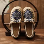 Fashionable breathable round-toe cotton and linen shoes, old Beijing trendy flat-heeled cloth shoes, ethnic style woven Hanfu shoes manufacturer - Image 2